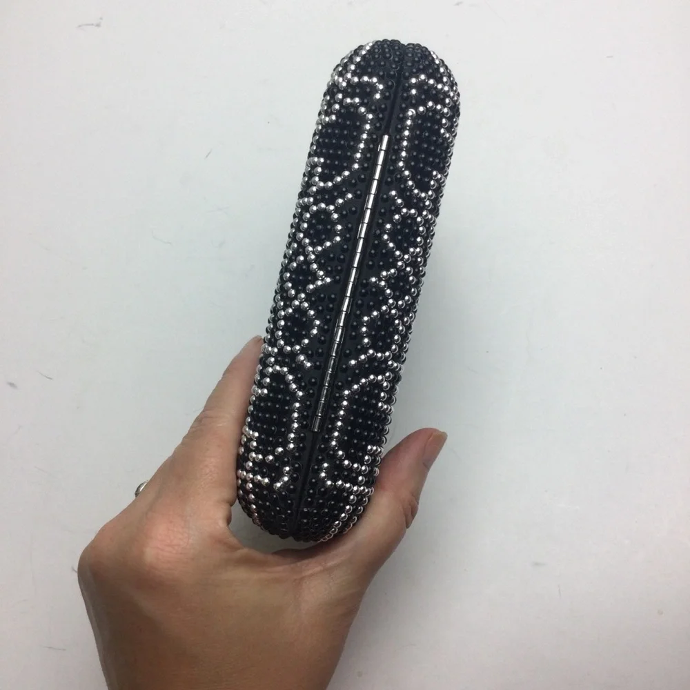 NWT INC Party Art Deco Rhinestone Embellished Covered Miniaudiere Clutch